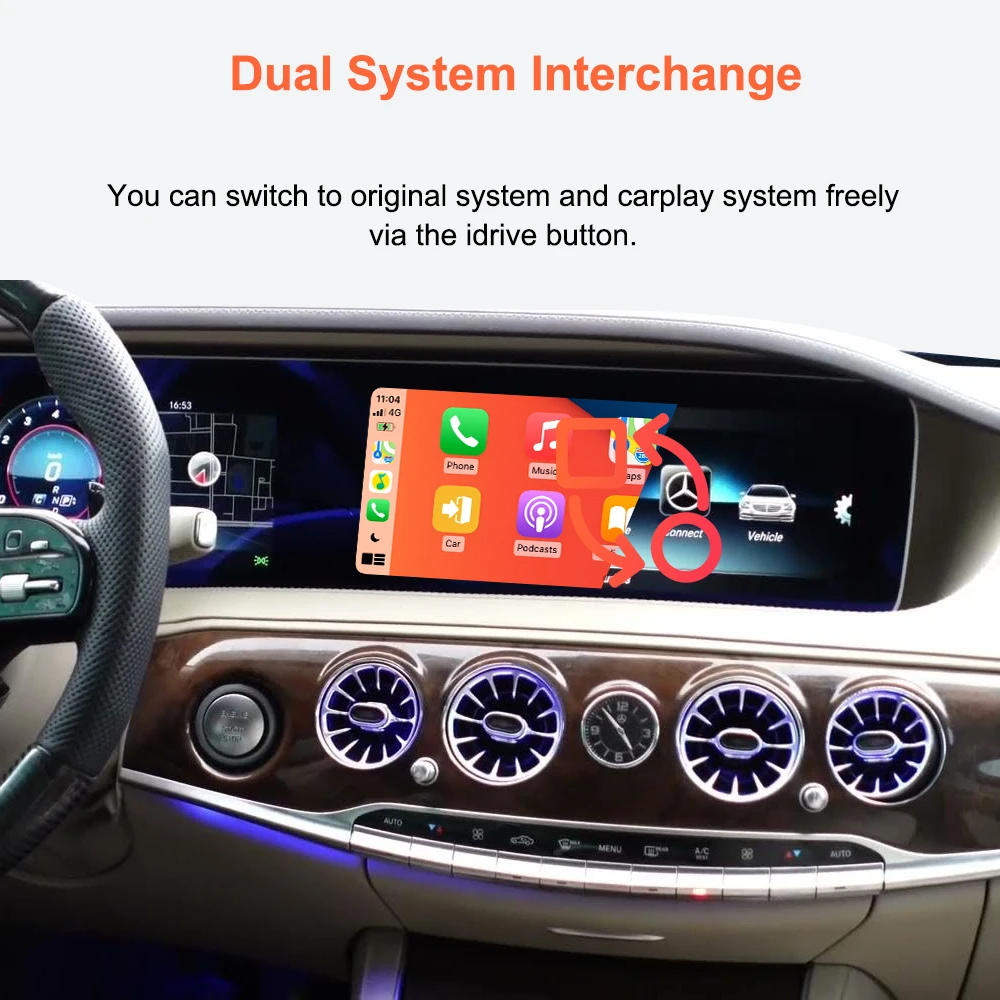 Bonroad Wireless Carplay Android Auto Interface For Mercedes Benz C E S Class W222 W206 W213 W212 NTG 5.5 System Airplay Module – Detail 7