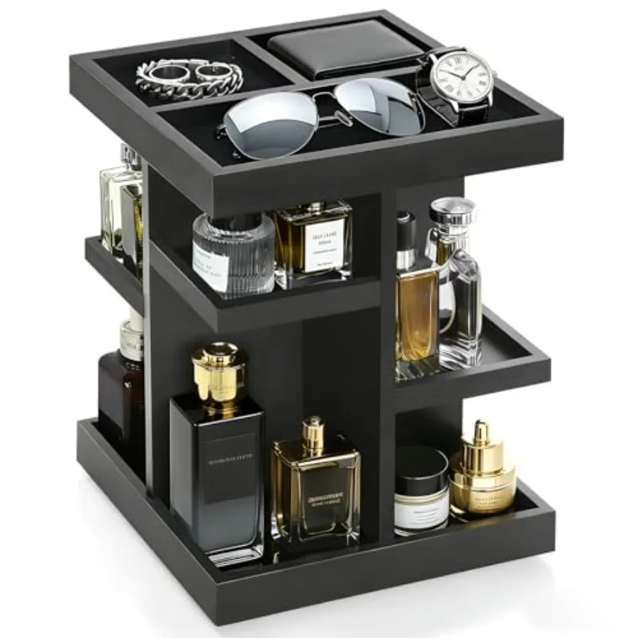 

Cologne Organizer for Men 5-Tier Large Capacity Perfume Organizer Rotating Wood Cologne Stand Gifts for Him Mens Perfume Displa