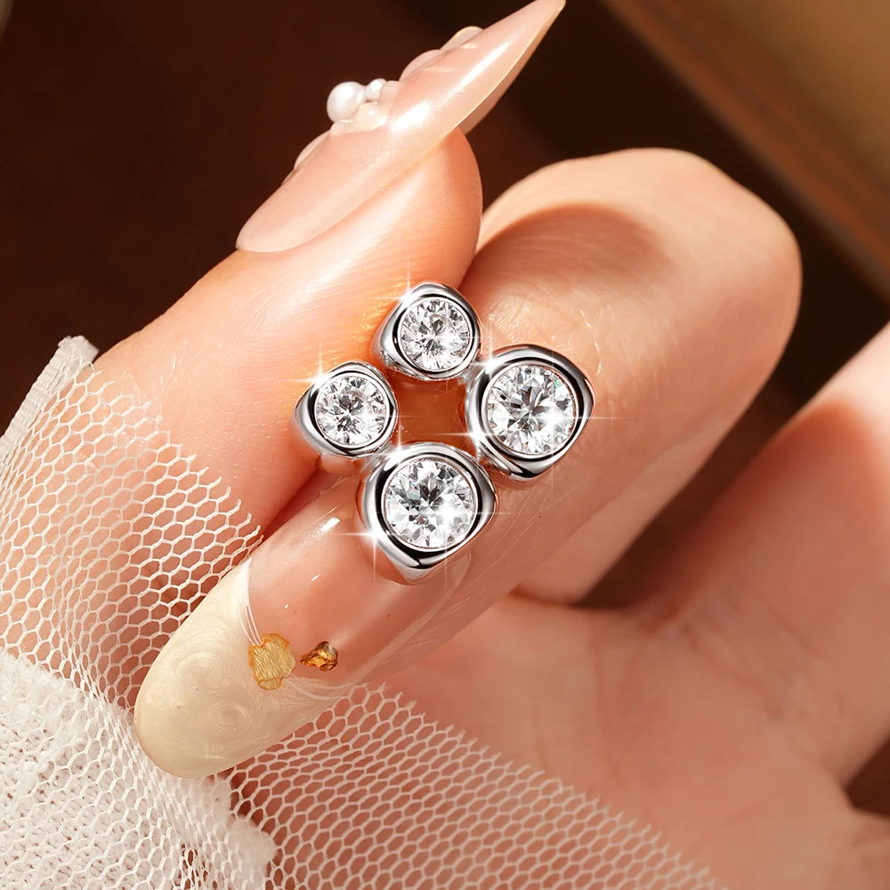Lnkry 14K Gold Filled Irregular Stud Earrings Sparkling Test Passed 5MM Round Moissanite Earring for Women 2026 Trend Jewelry
