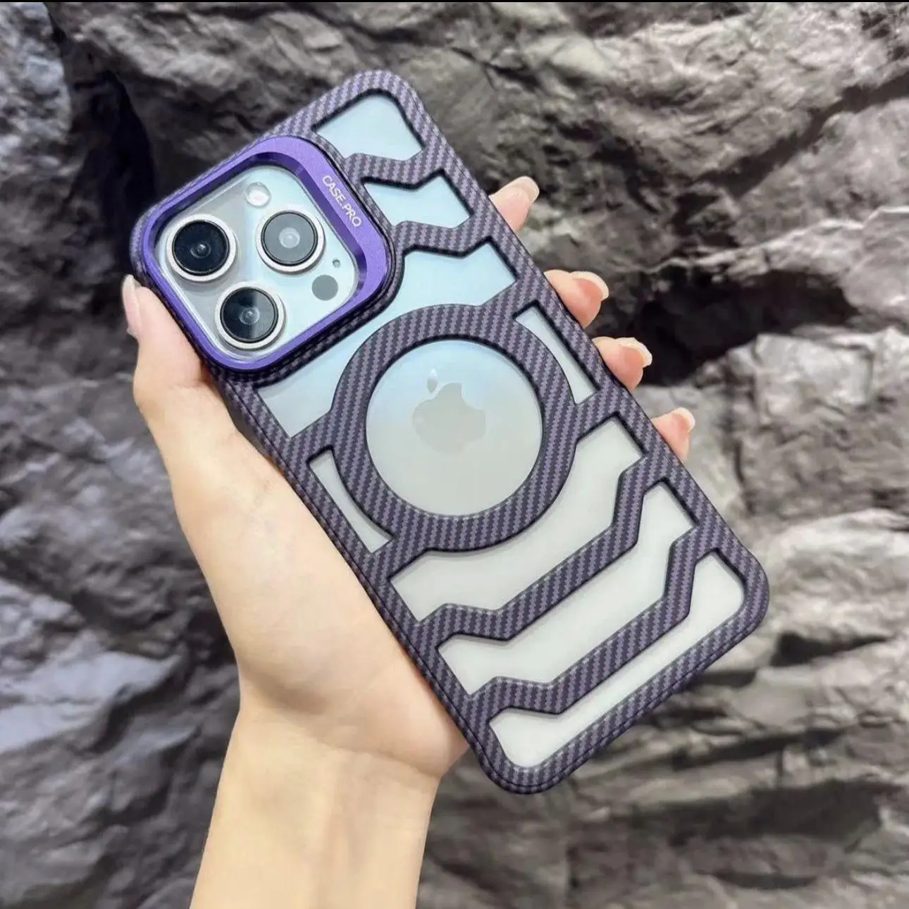 For IPhone 16 Mobile Phone Case with Lens Holder Kevlar Carbon Fiber Pattern Protective Cover