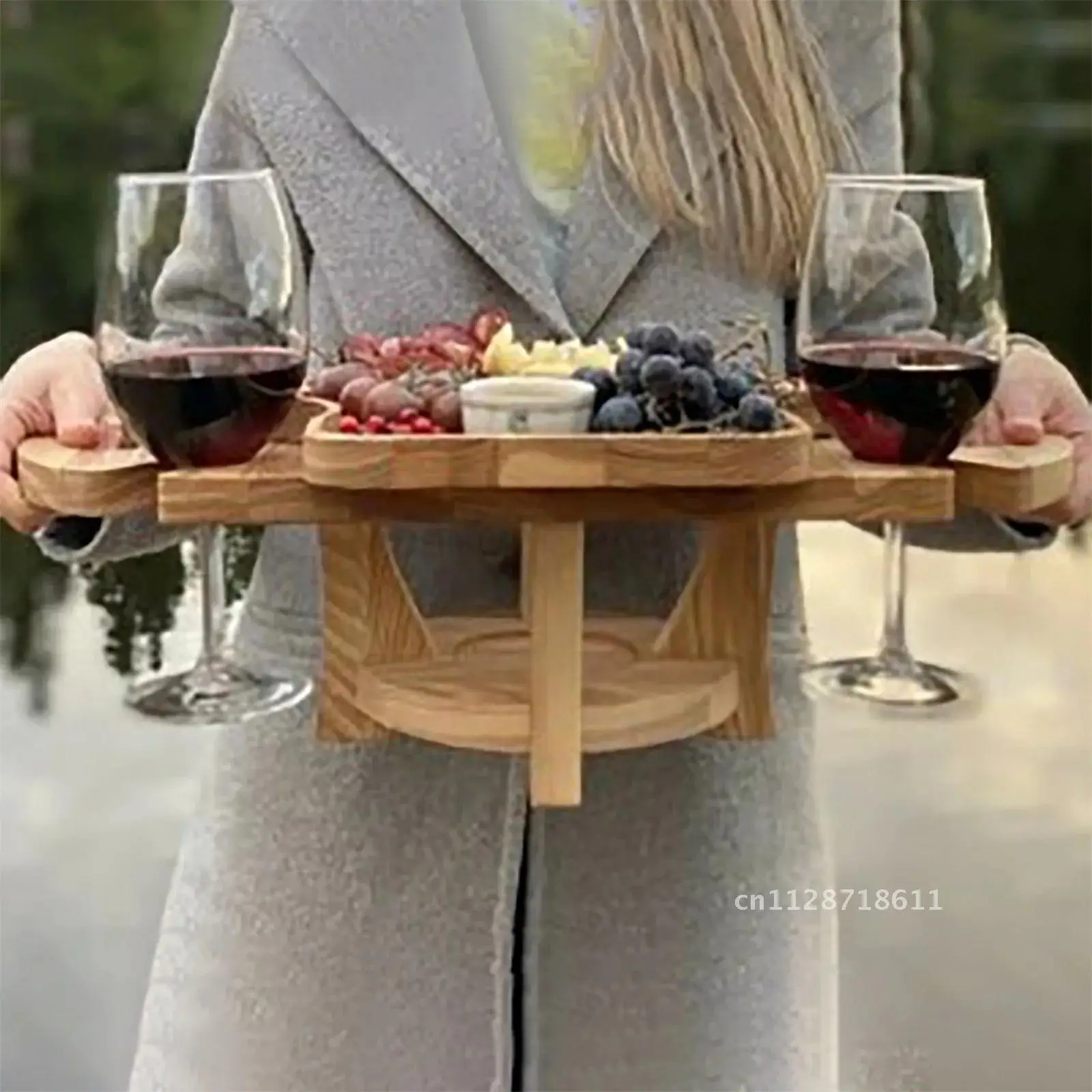 

Portable Wine Rack Disassembly Folding Mini Wooden Picnic Table Fruit Table Wine Outdoor Furniture Desk Picnic Convenient