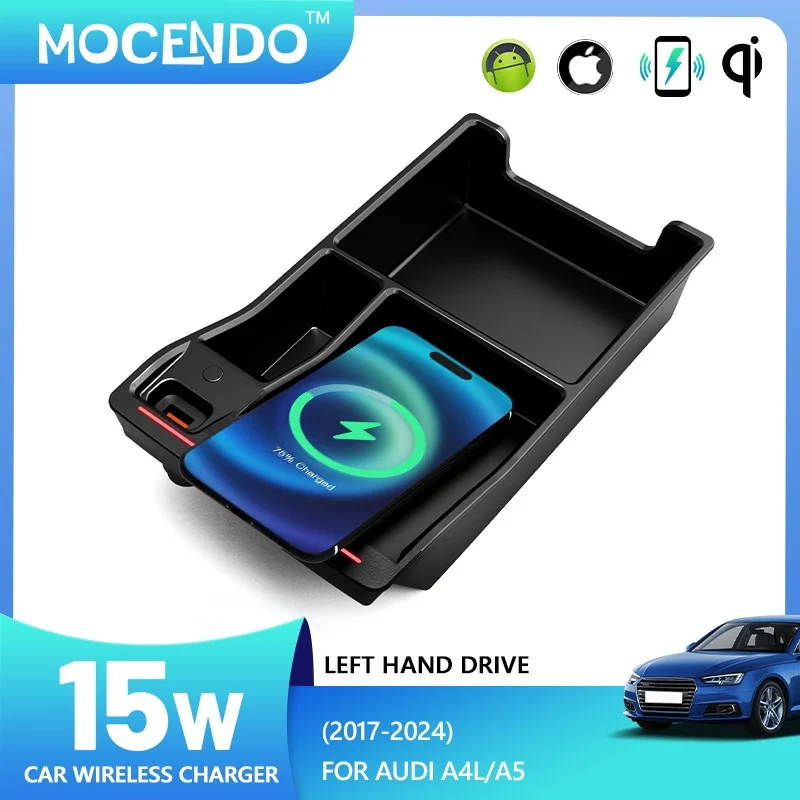 

For Audi A4L A5 2017-2024 LHD Car Wireless Charger 15W Fast Charging Wireless Charging Card Slot Charging Board