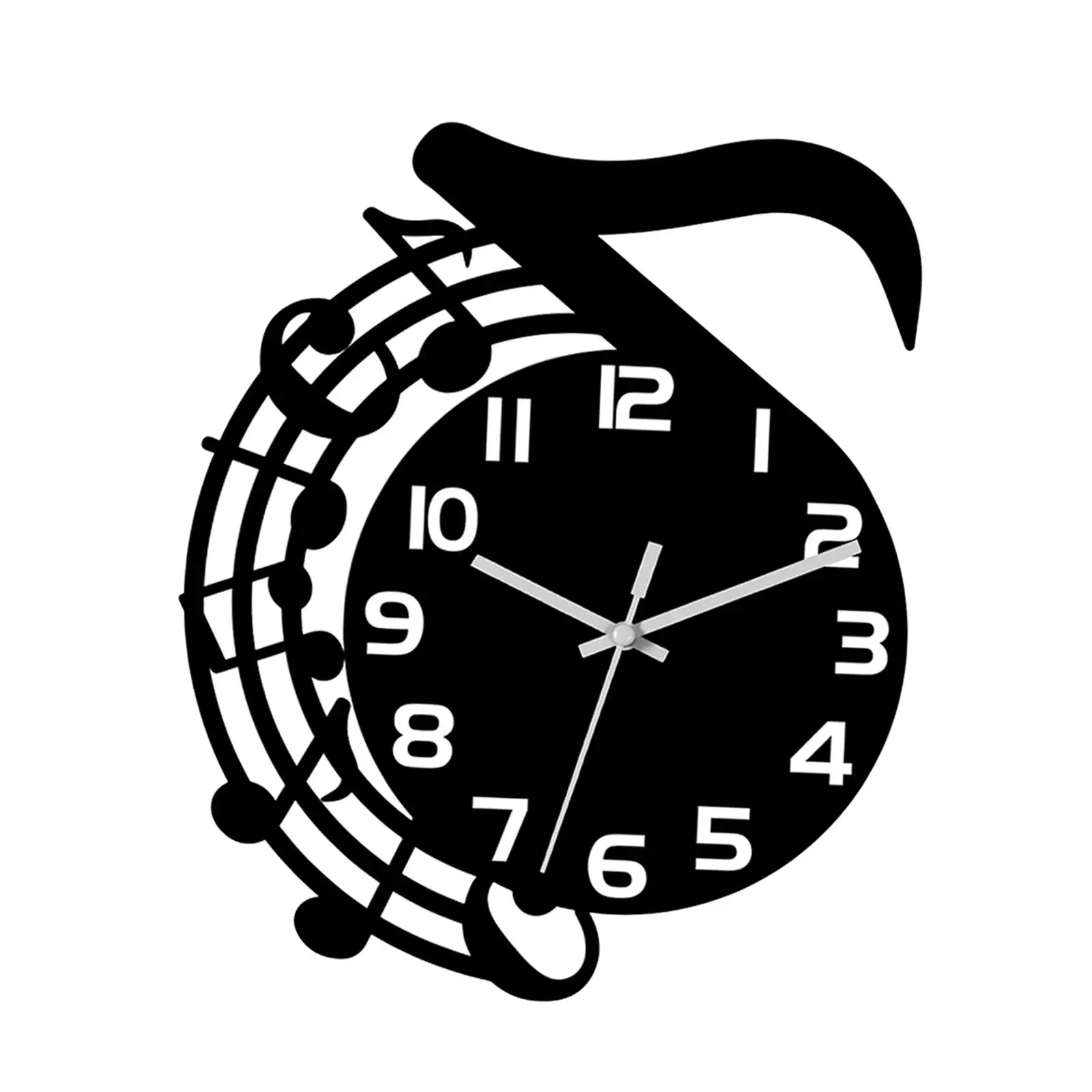 Modern Musical Note Wall Clock Silent Non Ticking Decor for Living Room Bedroom Kitchen Lovers