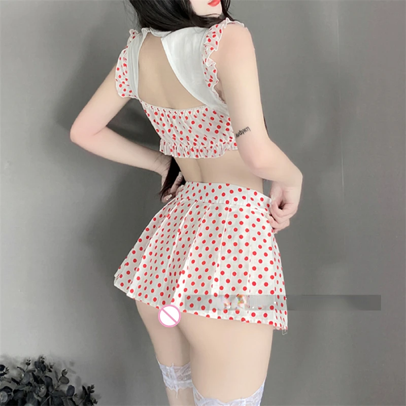 Cosplay Student Costumes Outfit Backless Hollow Out Sexy Cute Top Miniskirt Naughty Schoolgirl Erotic Lingerie RolePlay 3 Colors