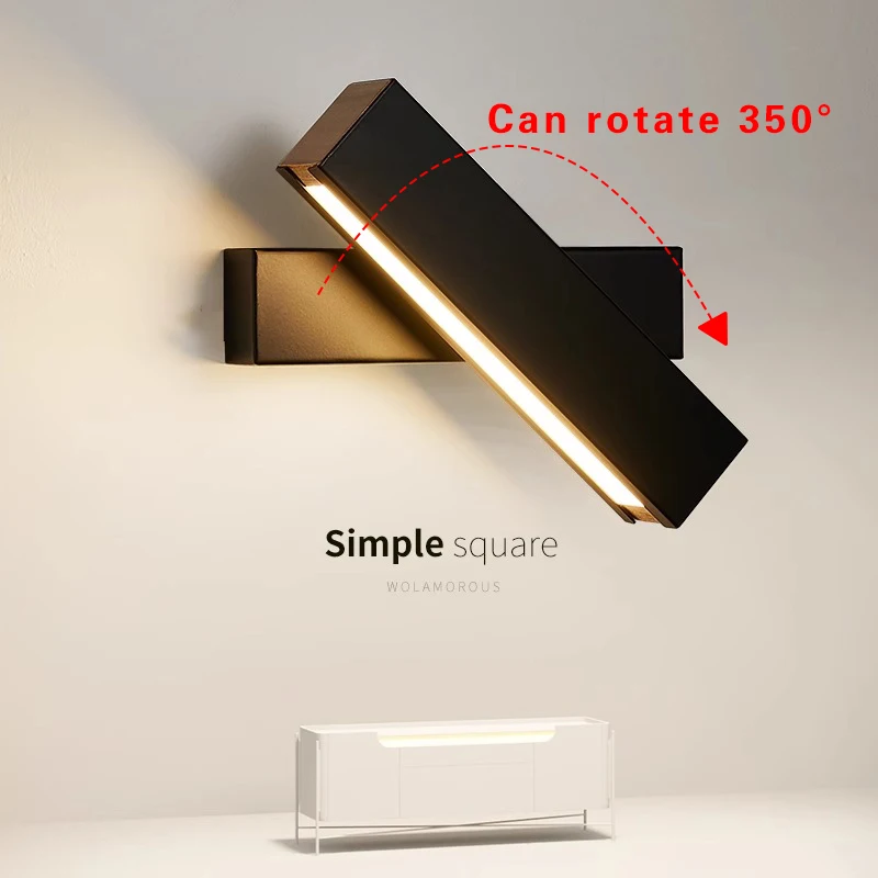 lampada de parede nordica para quarto iluminacao interna decoracao para cabeceira fundo do sofa corredor preto e branco pode girar 350 01