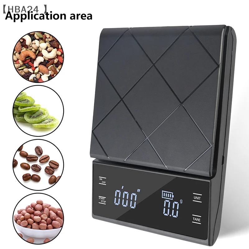 

Professional High Precision 0.1g Kitchen Scale with Timer-USB Digital Coffee Weighing Scale 3kg Max LED Display