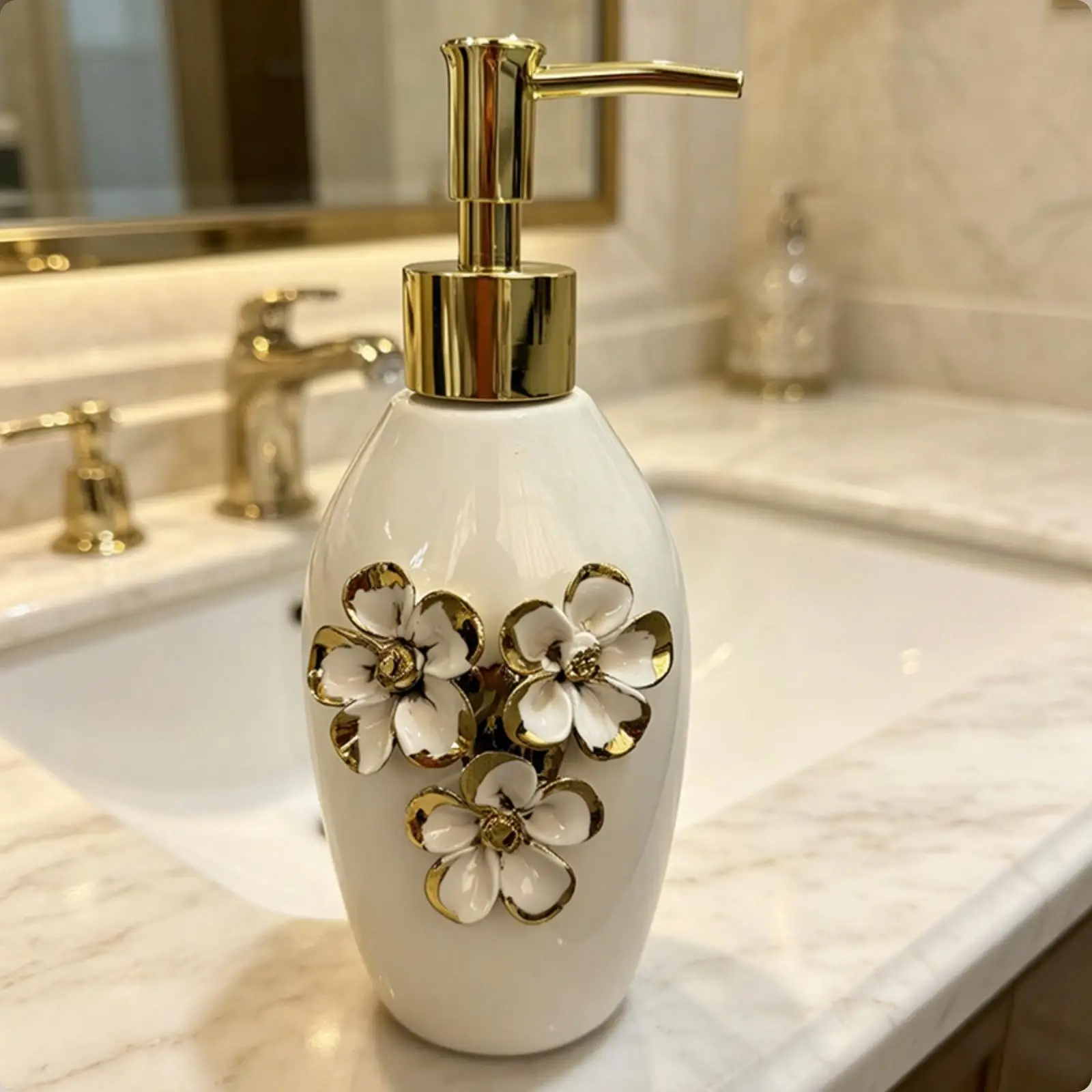 ceramic-soap-dispenser-glossy-white-liquid-soap-dispenser-gold-tone-washroom-accessory