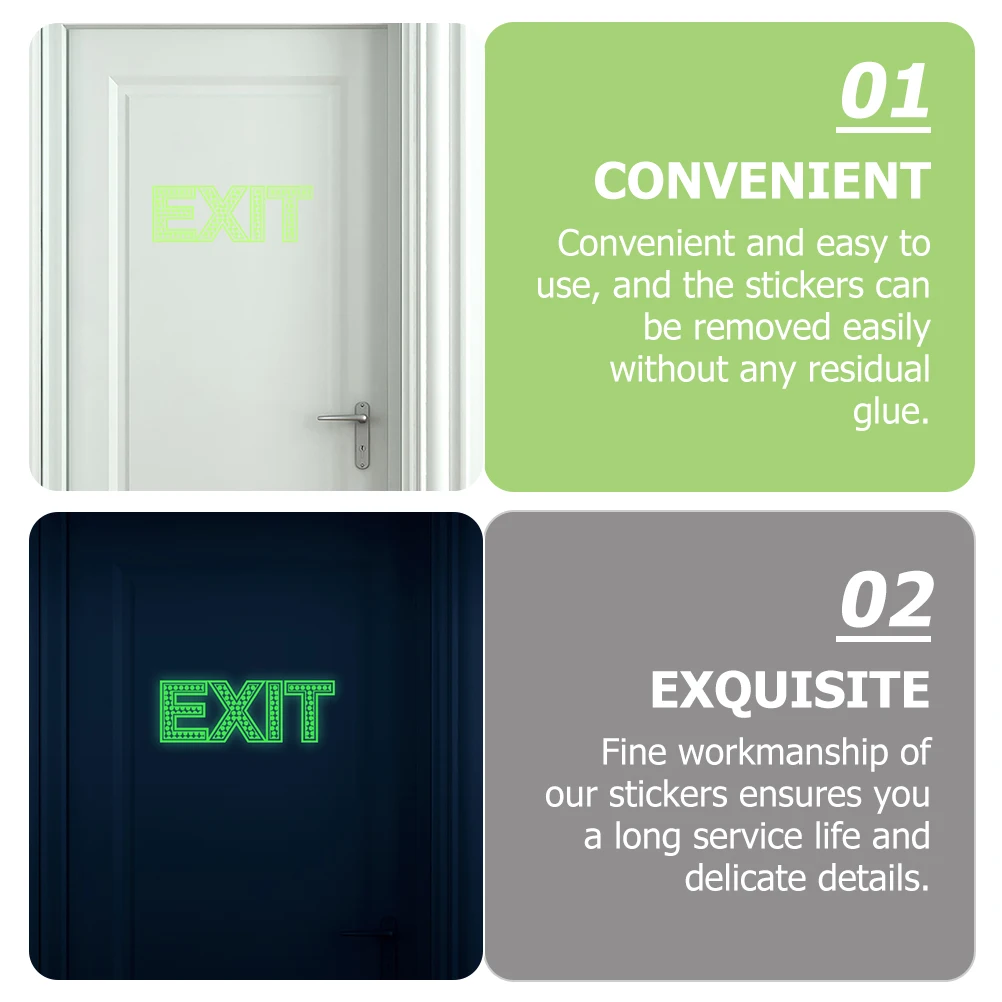

3Pcs Photoluminescent Exit Stickers for Walls Glow in The Dark Green Fluorescent Exit Signs Direction Indicator Decals