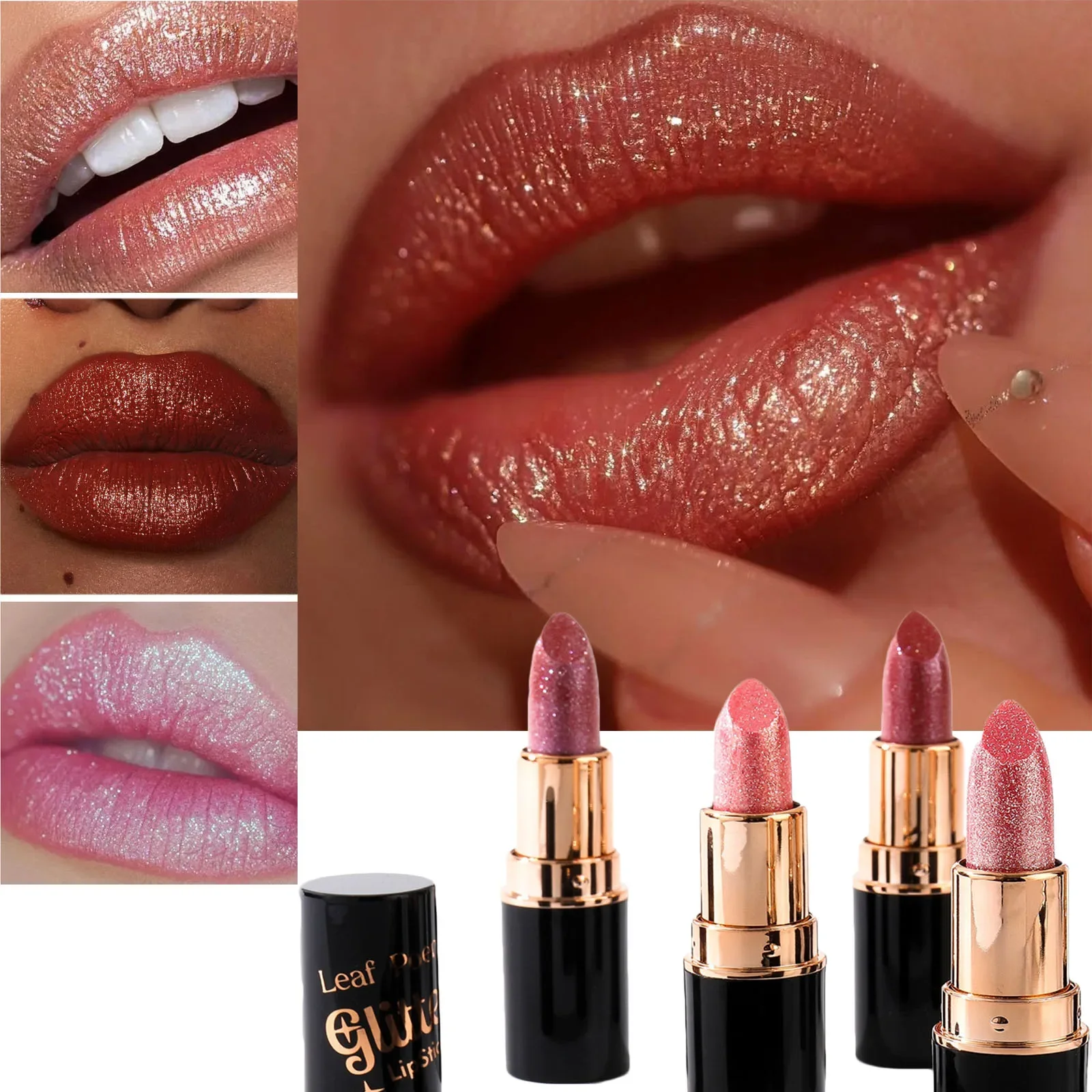 Shiny Diamond Lipstick Pearl Metallic Moisturizing Glitter Lip Tint Balm Waterproof Lasting Nude Lip Gloss Shimmer Sexy Makeup