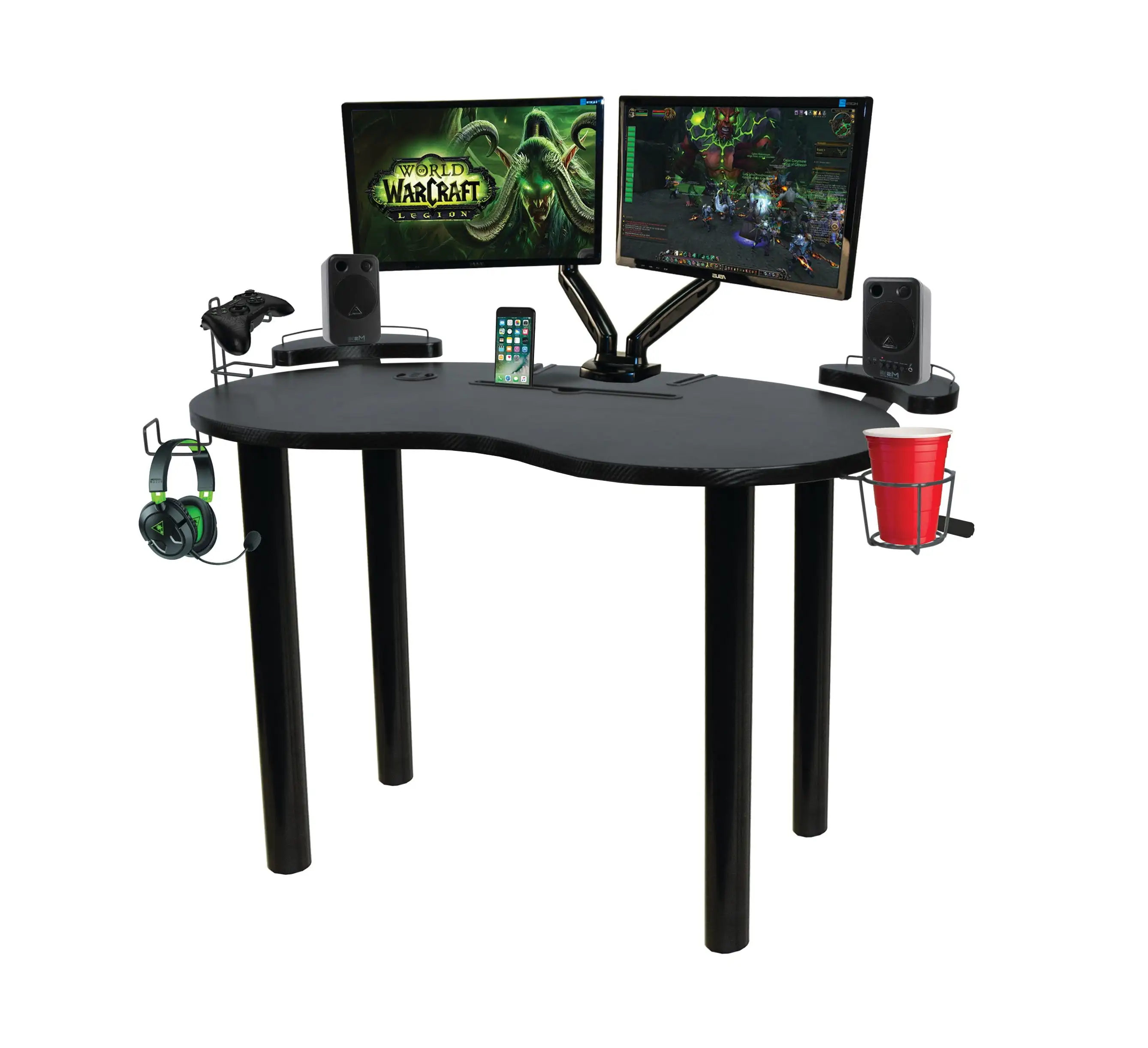 

29" H Space-Saving Computer Gaming Desk with Storage, Black