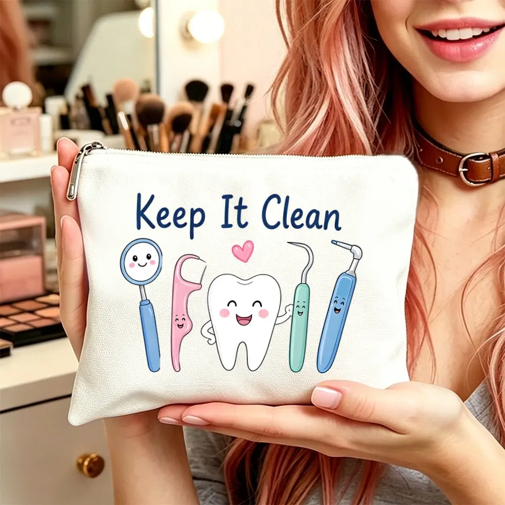 1pc Makeup Bag Cosmetic Toiletry Pouch Gift Bag for Women Dental Themed Makeup Bag Storage for Mom Daughters Friends Ideal Gifts