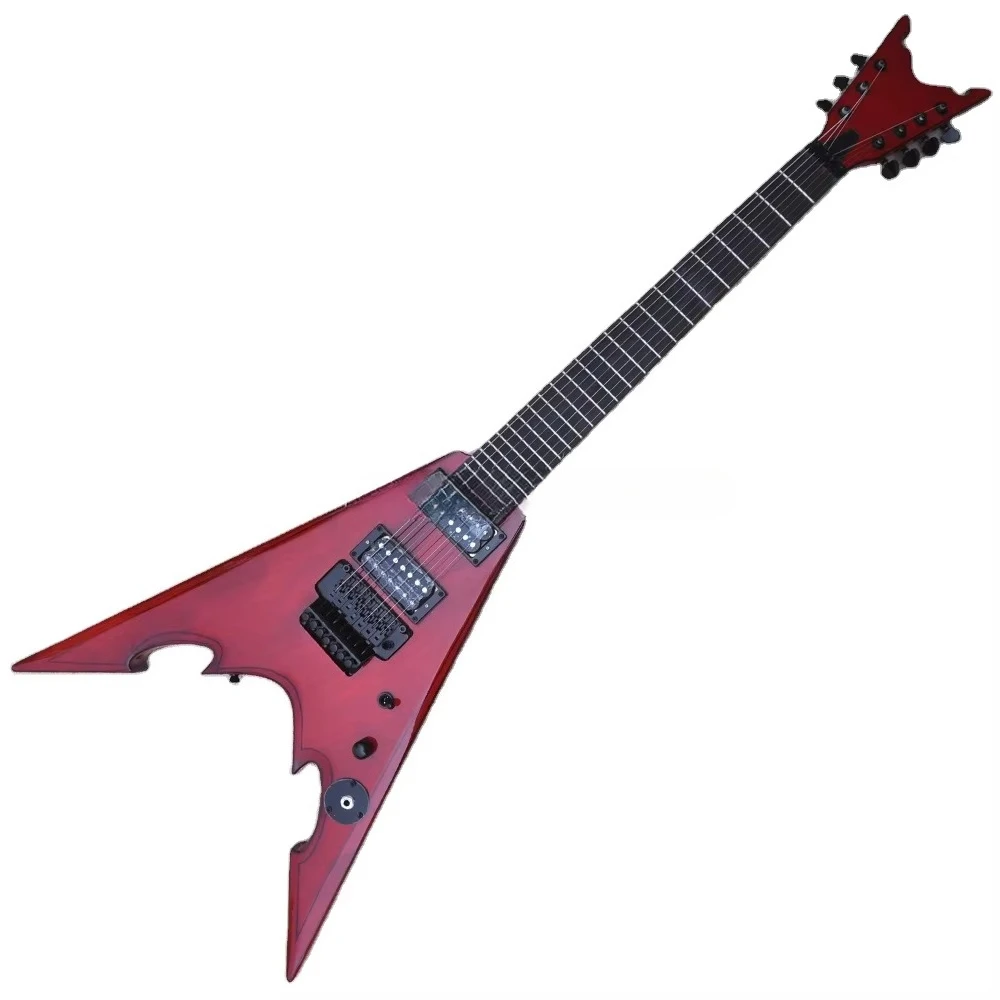 

STLFFlyoung Red Flying V Shape Electric Guitar 7 Strings Electric Guitar OEM Guitars
