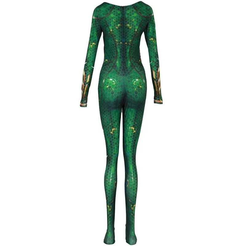 New Women movie Aquaman Mera Queen costume cosplay Zentai jumpsuit outfits clothes