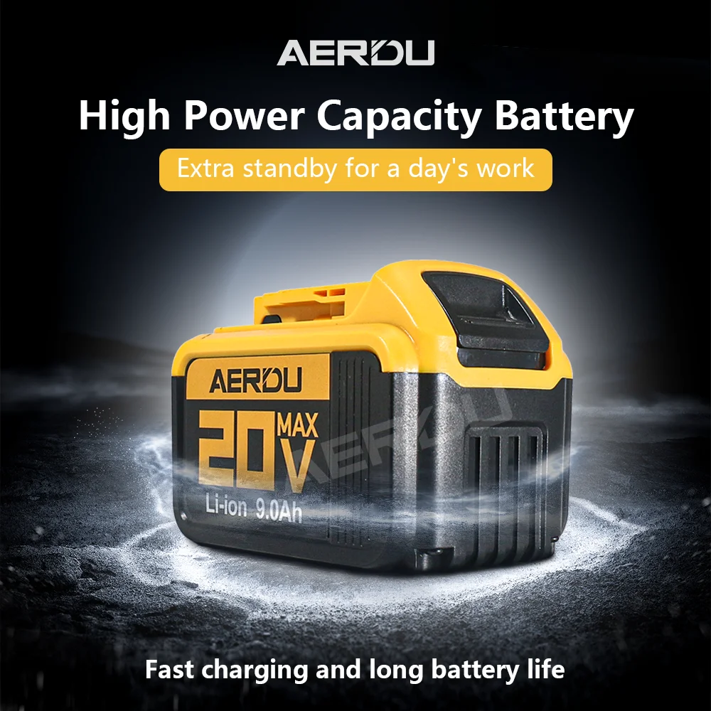 AERDU For Dewalt 20V 6000mAh 9Ah Power Tools Lithium-Ion Battery For Dewalt 20V DCB206 DCB200 DCB205 DCF845 DCF850 DCF892 DCF911