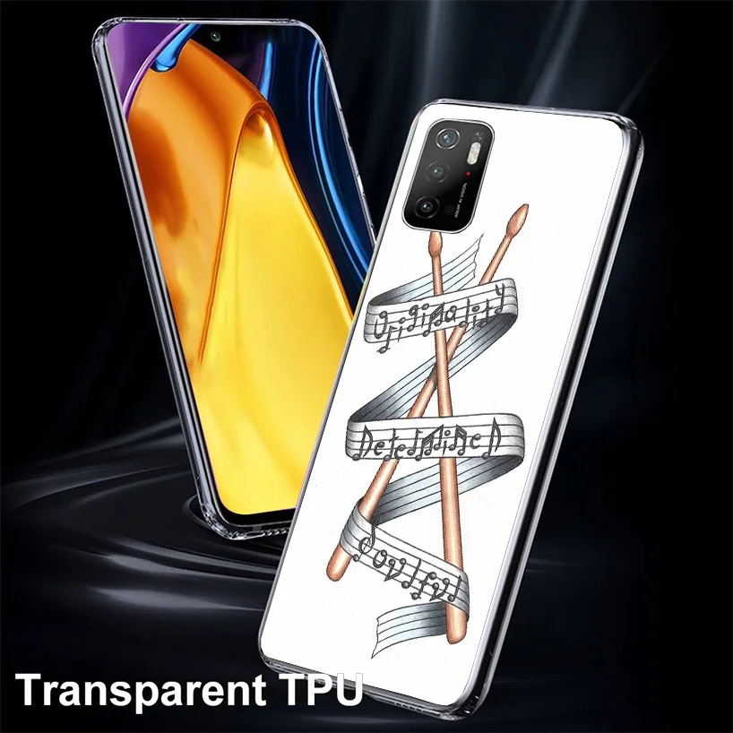 Musical Instrument Drum Rock Phone Case For Xiaomi Poco X3 GT X5 X4 Nfc M5S M3 M2 M4 Pro F3 F2 F1 Mi Note 10 Lite A3 A2 Shell Co