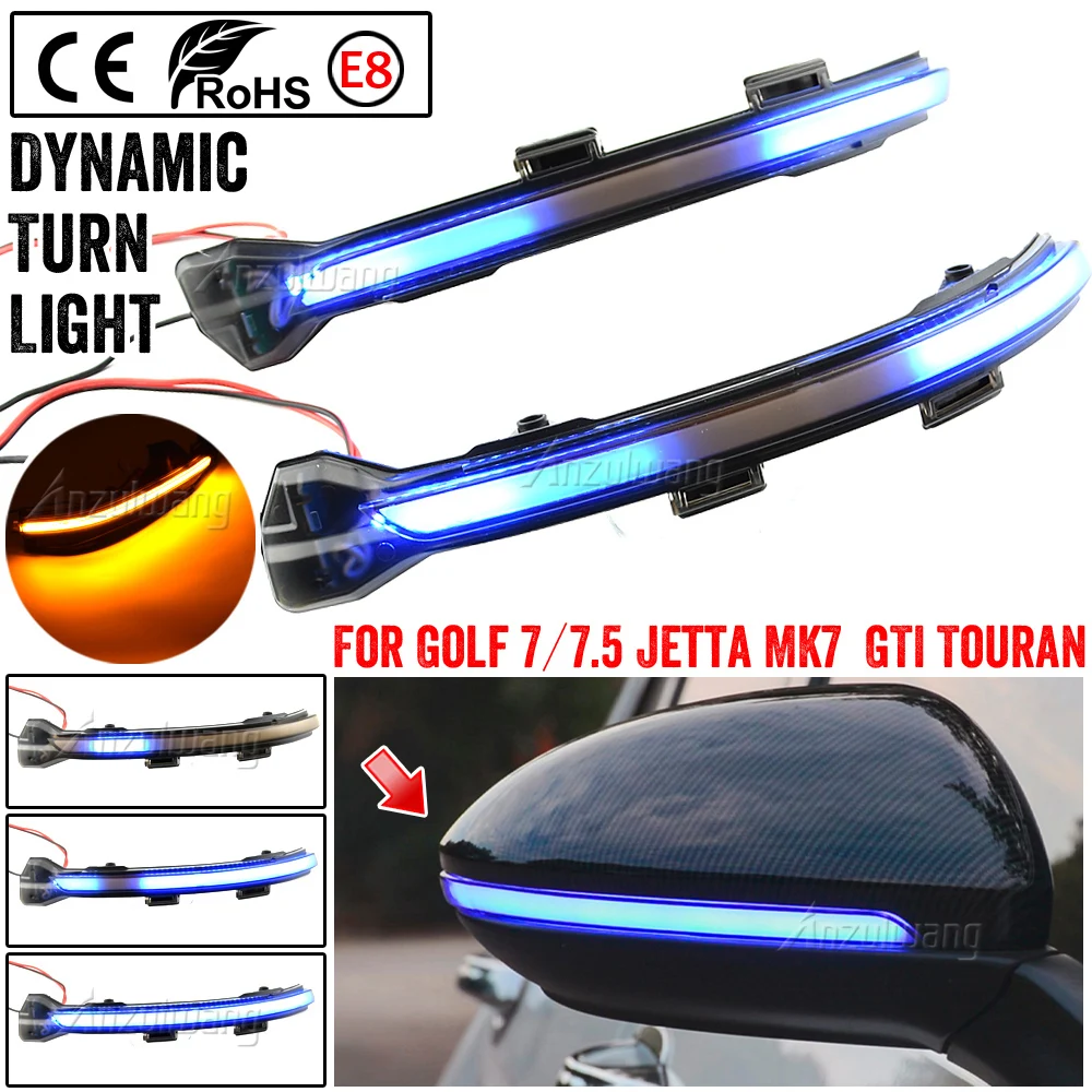 LED Dynamic Turn Signal Light Side Mirror Sequential Blinker For VW Volkswagen Golf 7 R-line 7.5 Sportsvan Touran L II