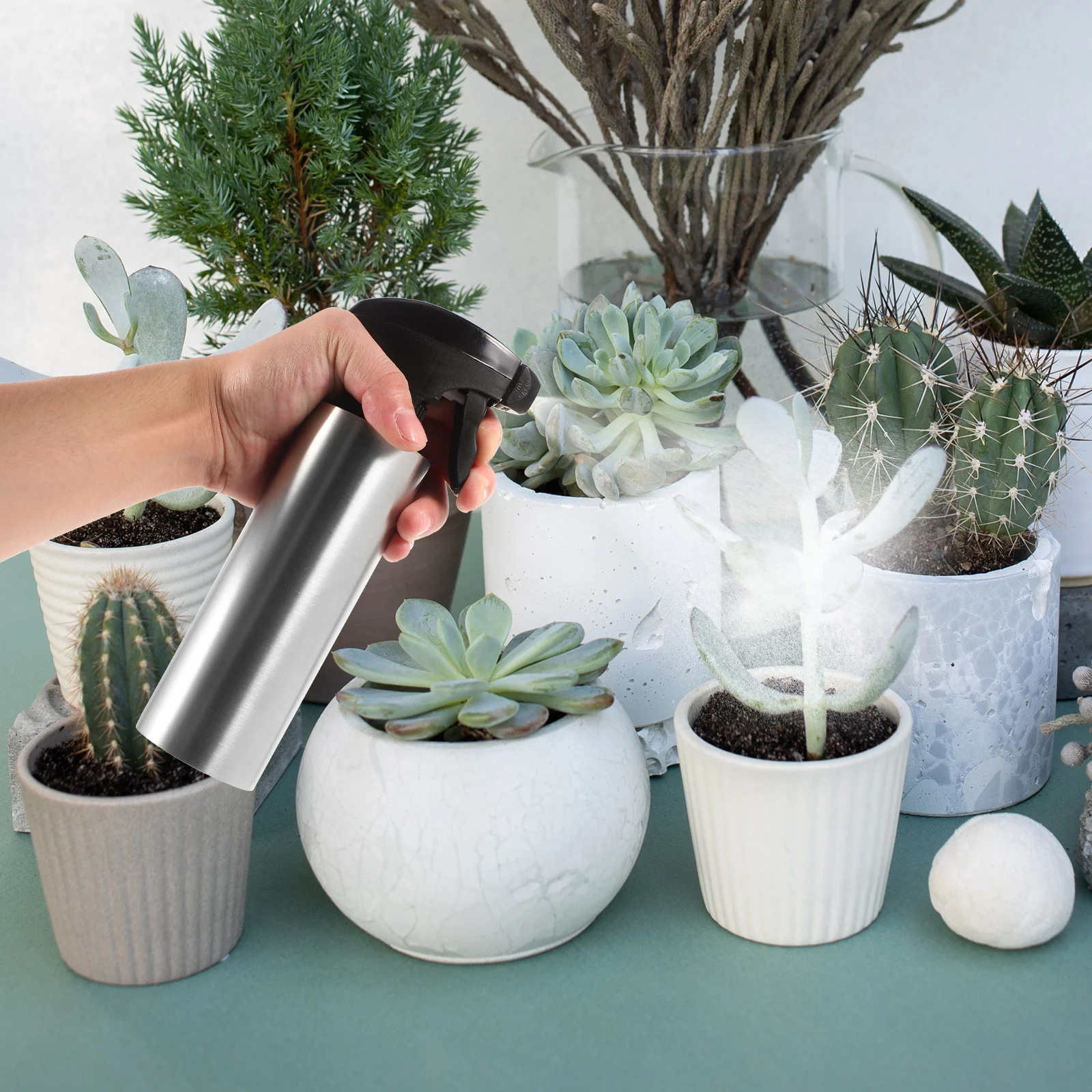 

Stainless Steel Watering Can Vintage Garden Sprayer Small Plant Pot Bottle for Gardening Tools Mist Spray Bottle