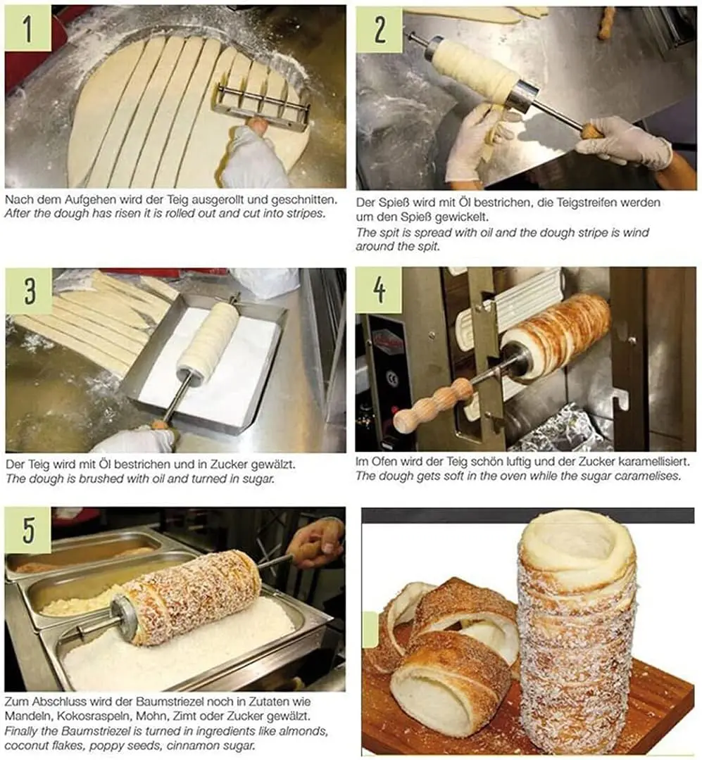 Electric Ice Cream Cone Chimney Cake Roll Maker Chimney Cake Oven Machine 3200W Toast Oven with 16pcs Roll Mold 110V