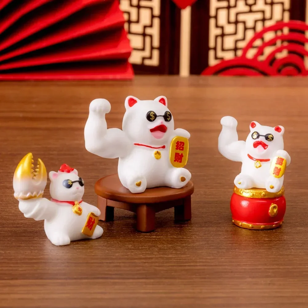 1pcs Statue Lucky Cat Home Eye-catching Feng Shui Figurine Good Fortune Good Luck Happiness Living Rooms Accessories