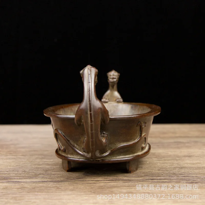 Pure Copper Monster Ear Long Incense Aromatherapy Burner Ornament Office Living Room Shop Desktop Decoration