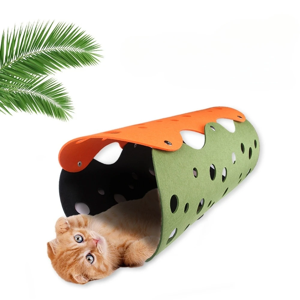 Felt tunnel cat dog toy detachable cold pad circular hollow combination pet nest