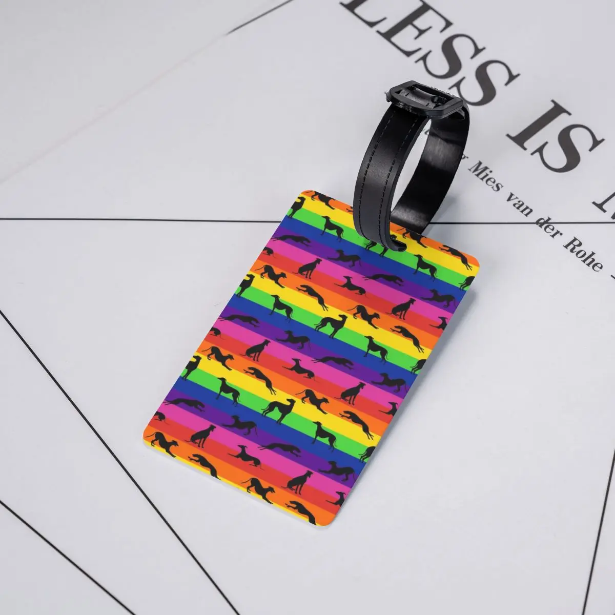 Custom Greyt Greyhound Rainbow Luggage Tag Privacy Protection Whippet Sighthound Dog Baggage Tags Travel Bag Labels Suitcase