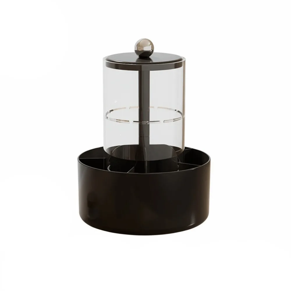 

4 Slots Makeup Brush Holder Plastic Material Press Type Makeup Brush Organizer 360-Degree Rotatable Lifting Design