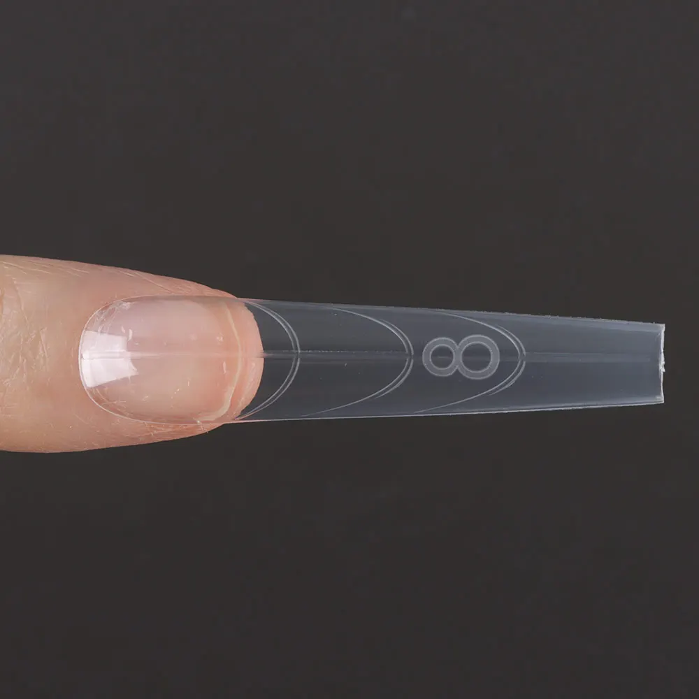 

240 шт., формы для сэндвичей в форме гроба, ультратонкие миндалевидные двусторонние накладные ногти, прозрачное наращивание с вспомогательной линией