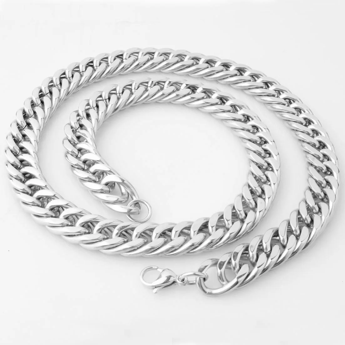 8/10/12/14/16/18mm Heavy Polished Silver Color Men\'s Chain 316L Stainless Steel Cuban Link Necklace Fashion Jewelry Gift