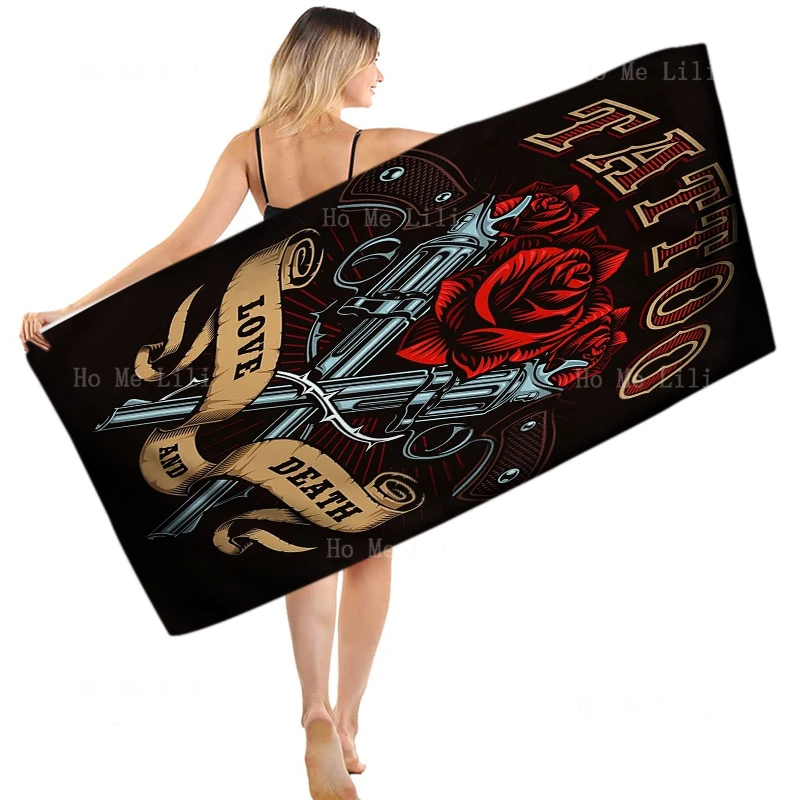 Baby Guns And Roses Love And Death Quote Floral Design Quick Drying Towel Fit For Fitness