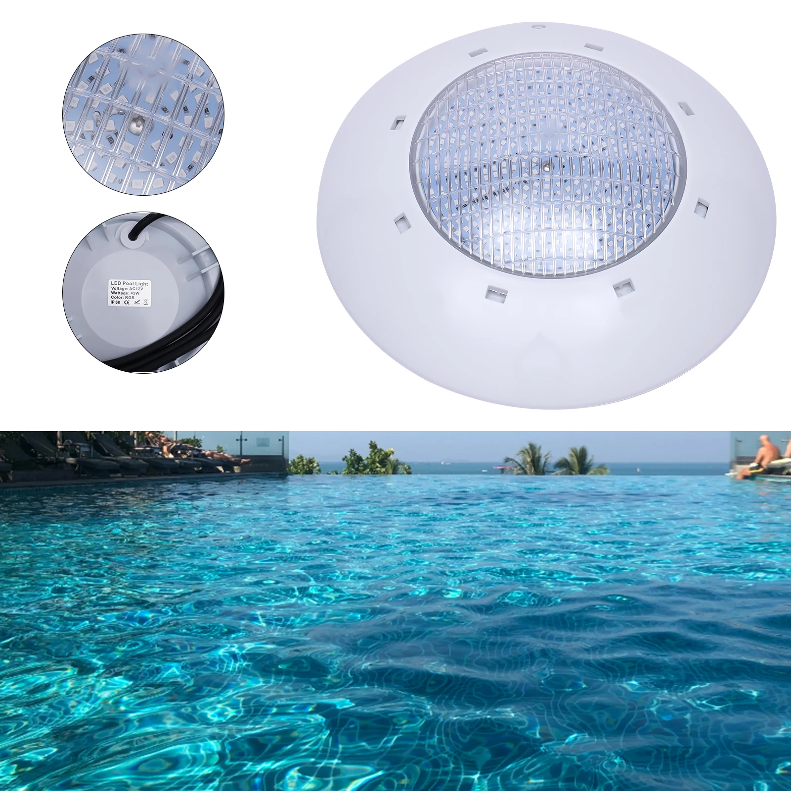 

Submersible Led Light -12V 36W Color Change Led Pool Light Pond Light Underwater Light - 7Colors + 2Color Change Modes RGB Led Pool Lights for Inground Pool w/RC IP68 Waterproof