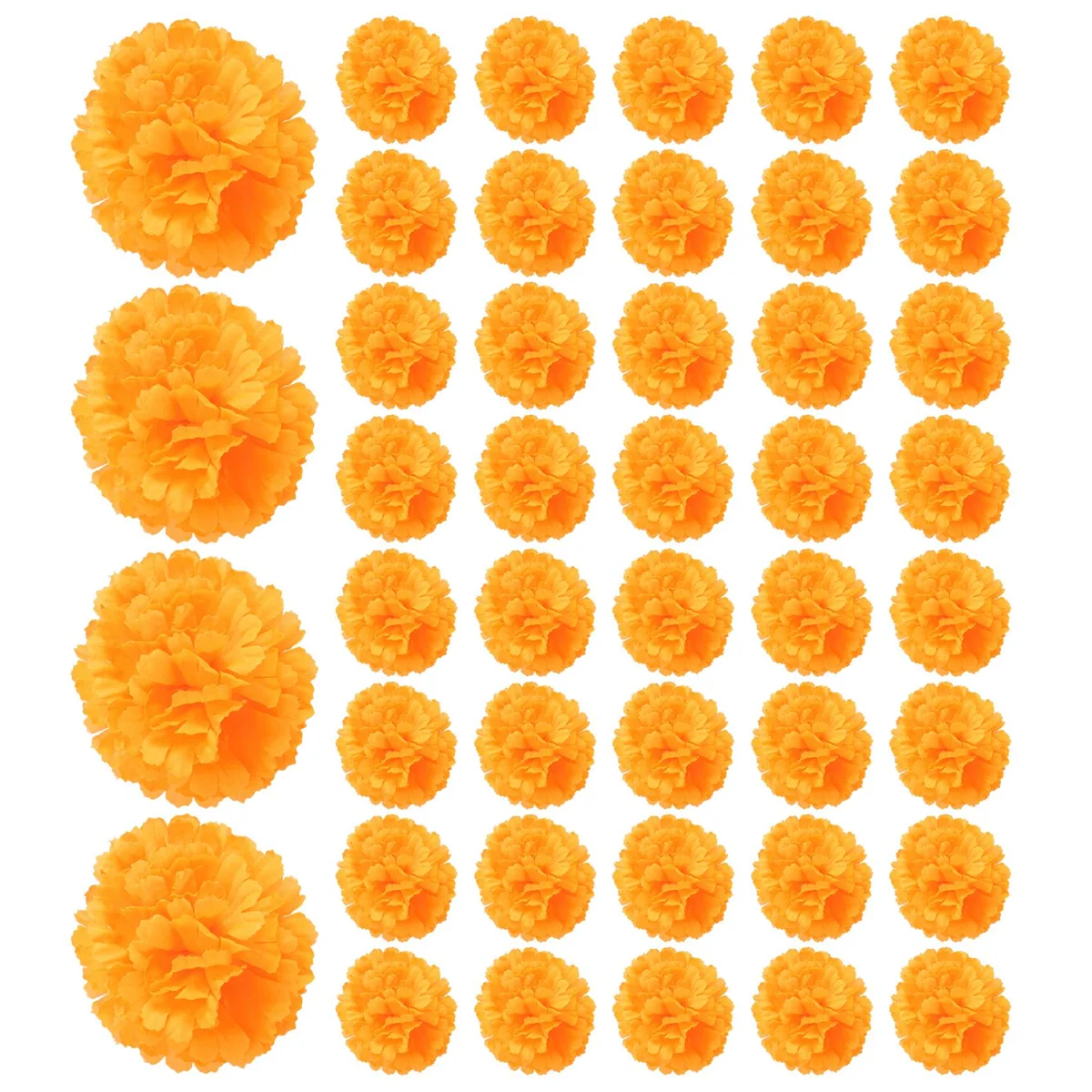 Flores artificiales de caléndula para el Día de los muertos, 50 piezas, 3,9 pulgadas