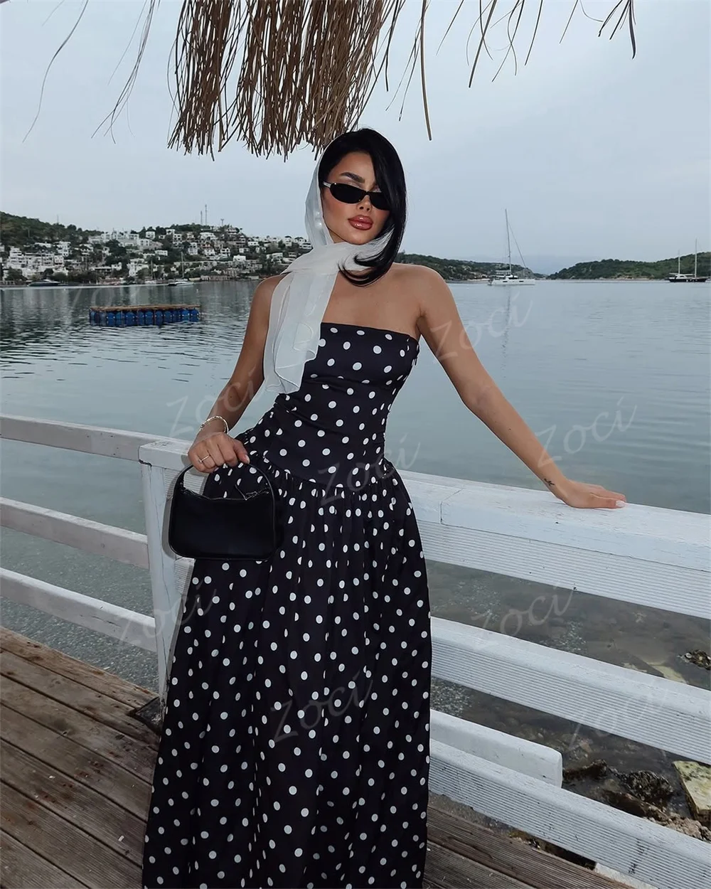 Zoci – robe de bal trapèze en Satin noir, sans bretelles, personnalisée, longue robe de soirée formelle, sans manches, tenue de soirée