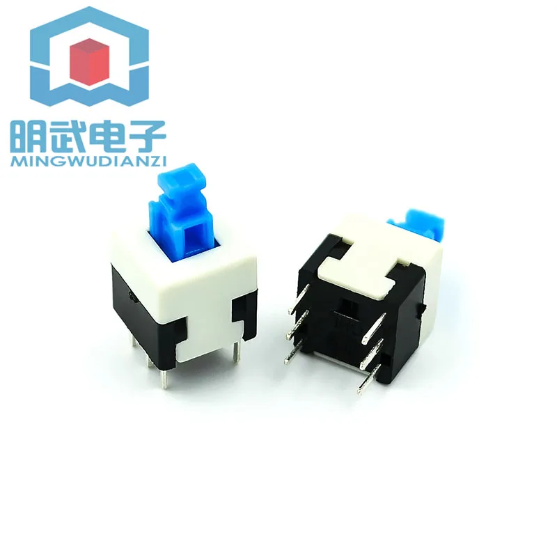 Button Switch 8*8MM self-locking Double Row 6 feet/six Feet blue, White And Black Button Switch 50PCS