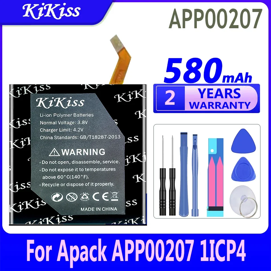 580mAh KiKiss Powerful Battery For Apack APP00207 1ICP4/27/30 Connector Digital Bateria