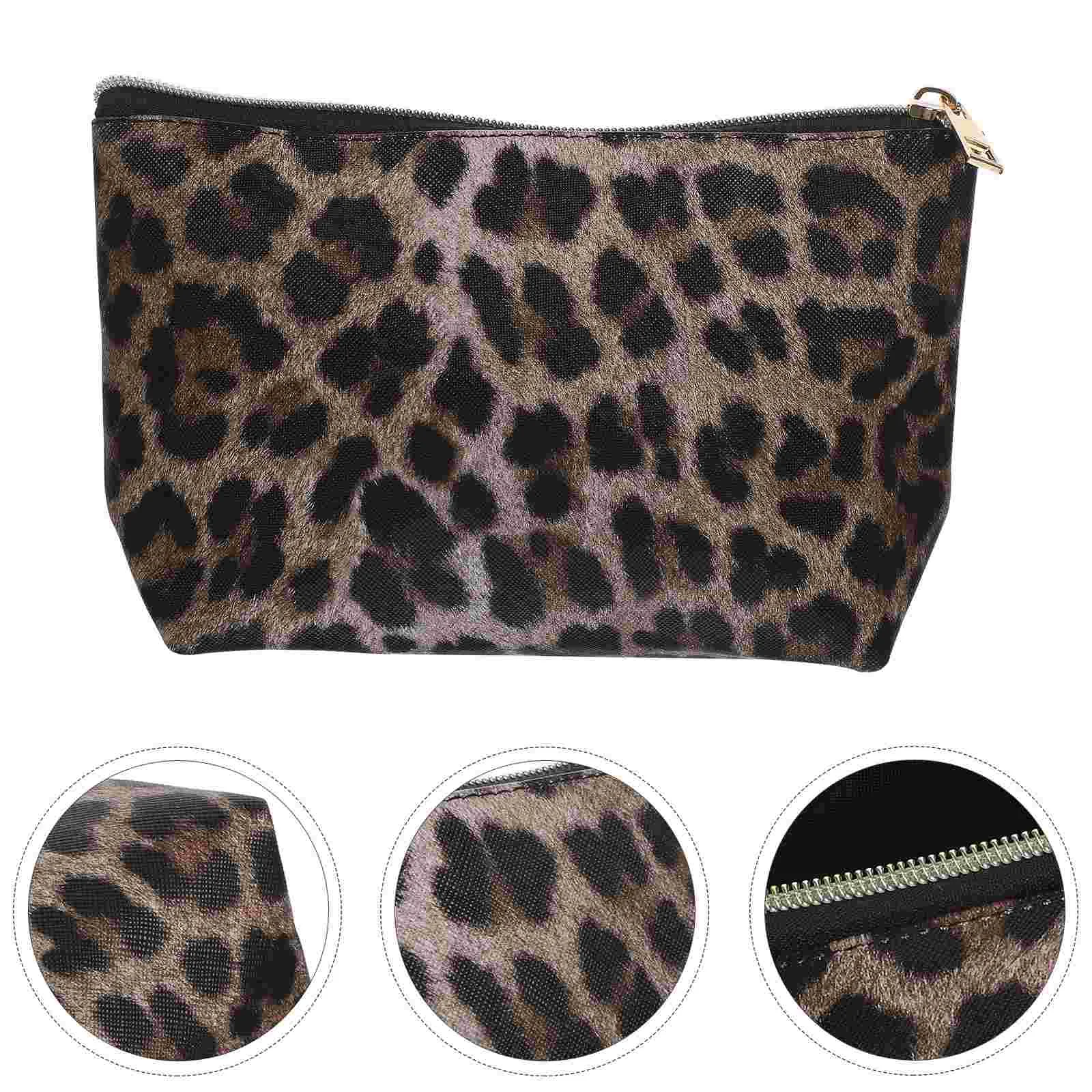 Leopard Print Large Capacity Bag Waterproof Toiletry Travel Storage Makeup Organizer Pouch Bags for Zippered Vanity