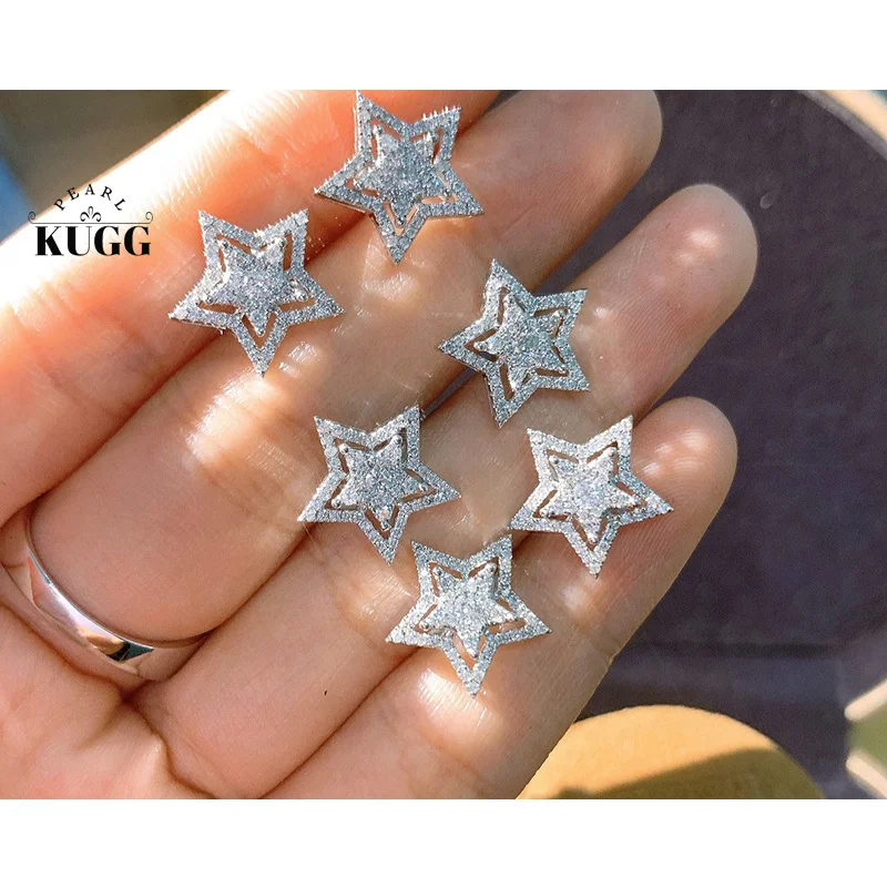 

KUGG 100% 18K White Gold Earrings Luxury Elegant Style 0.50carat Real Natural Diamond Stud Earrings for Women Fine Jewelry