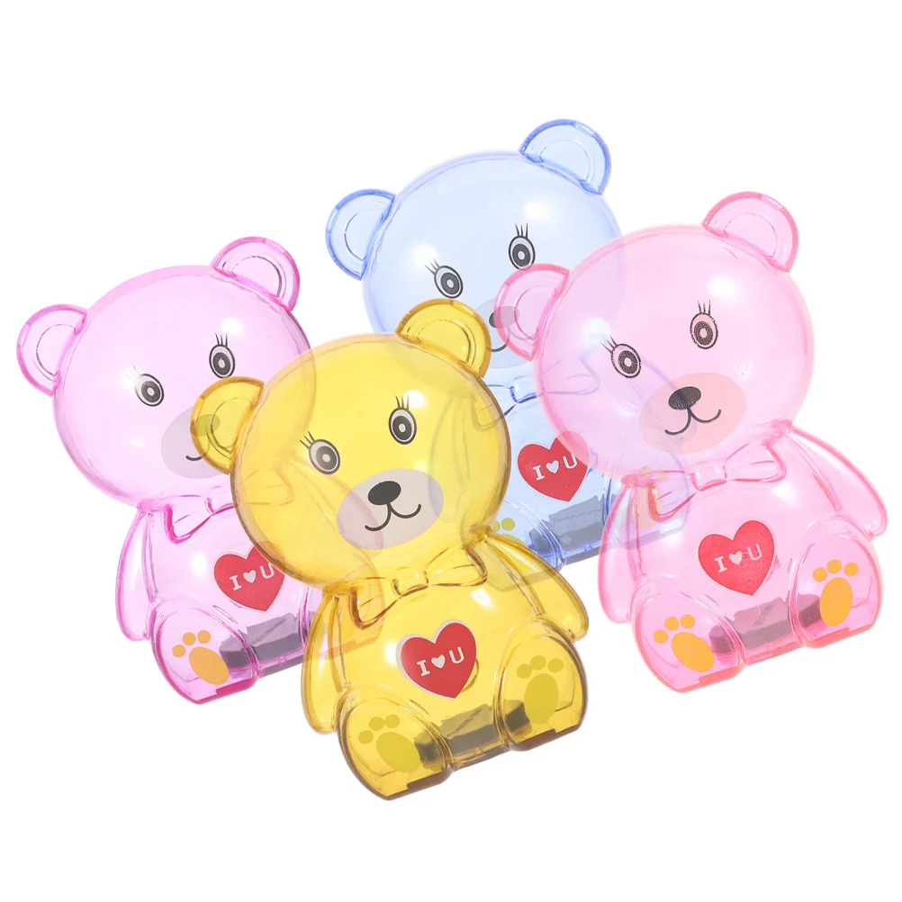 

4Pcs Cartoon Bear Piggy Bank Charming Animal Saving Bank Anti-Fall Money Jar Smooth Hard Surface Useful Excellent Gift