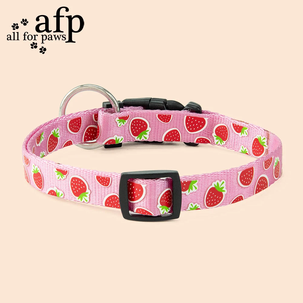 All For Paws Dog Strawberry Collar Dog Puppy Accessories Pink Belt For Pet Outdoor Firm Accessories Product