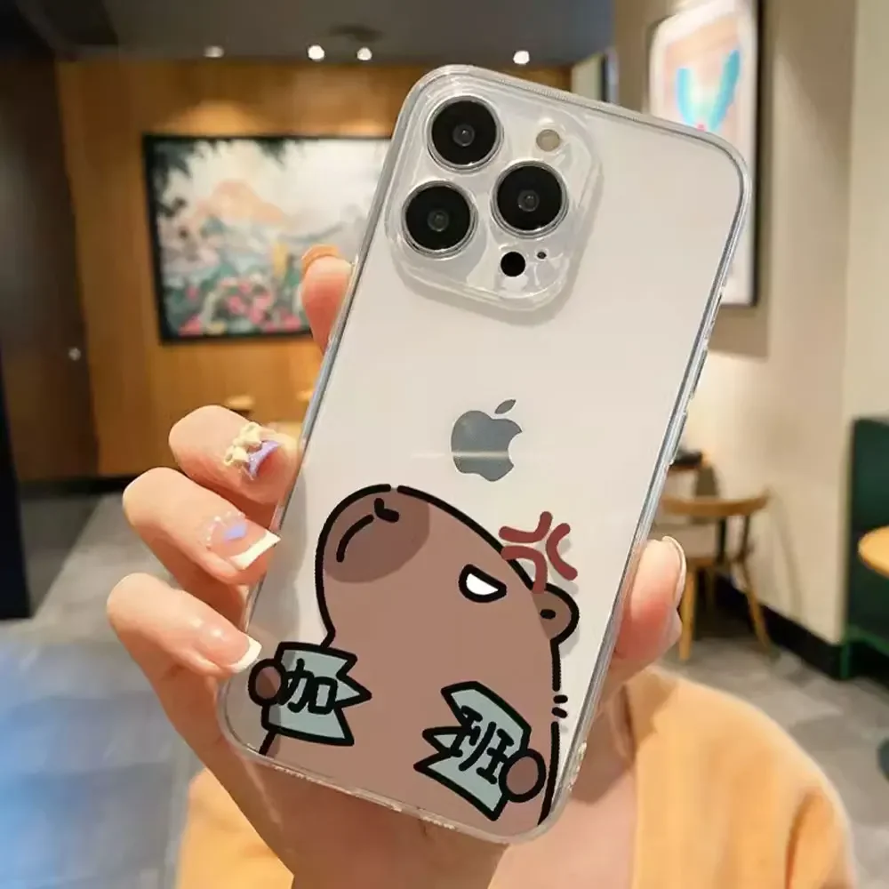 Funda de teléfono con dibujos de animales para IPhone, carcasa transparente para modelos 13, 12, 11, 14, 15 Pro, XS MAX, 7, 8 Plus, Mini, X, XR, SE20