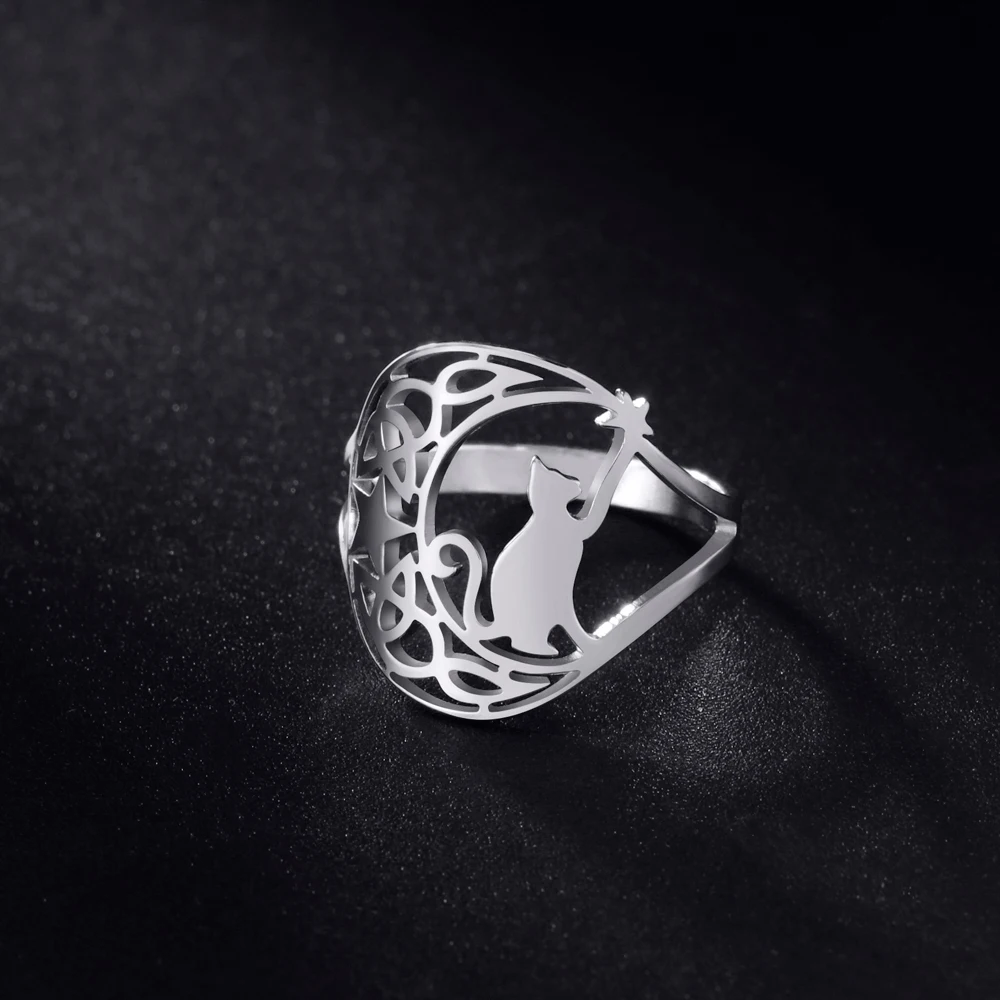 COOLTIME Celtics Knot Moon Cat Rings for Women Kitten Pick Star Stainless Steel Rings Jewelry Gift 2026 New In