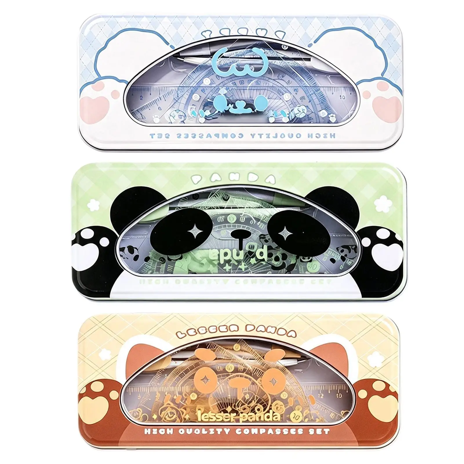 学校用幾何学セット-7点セット-分度器-消しゴム-定規-金属製ボックス付き-定規・分度器セット-学校・大学・高校向け