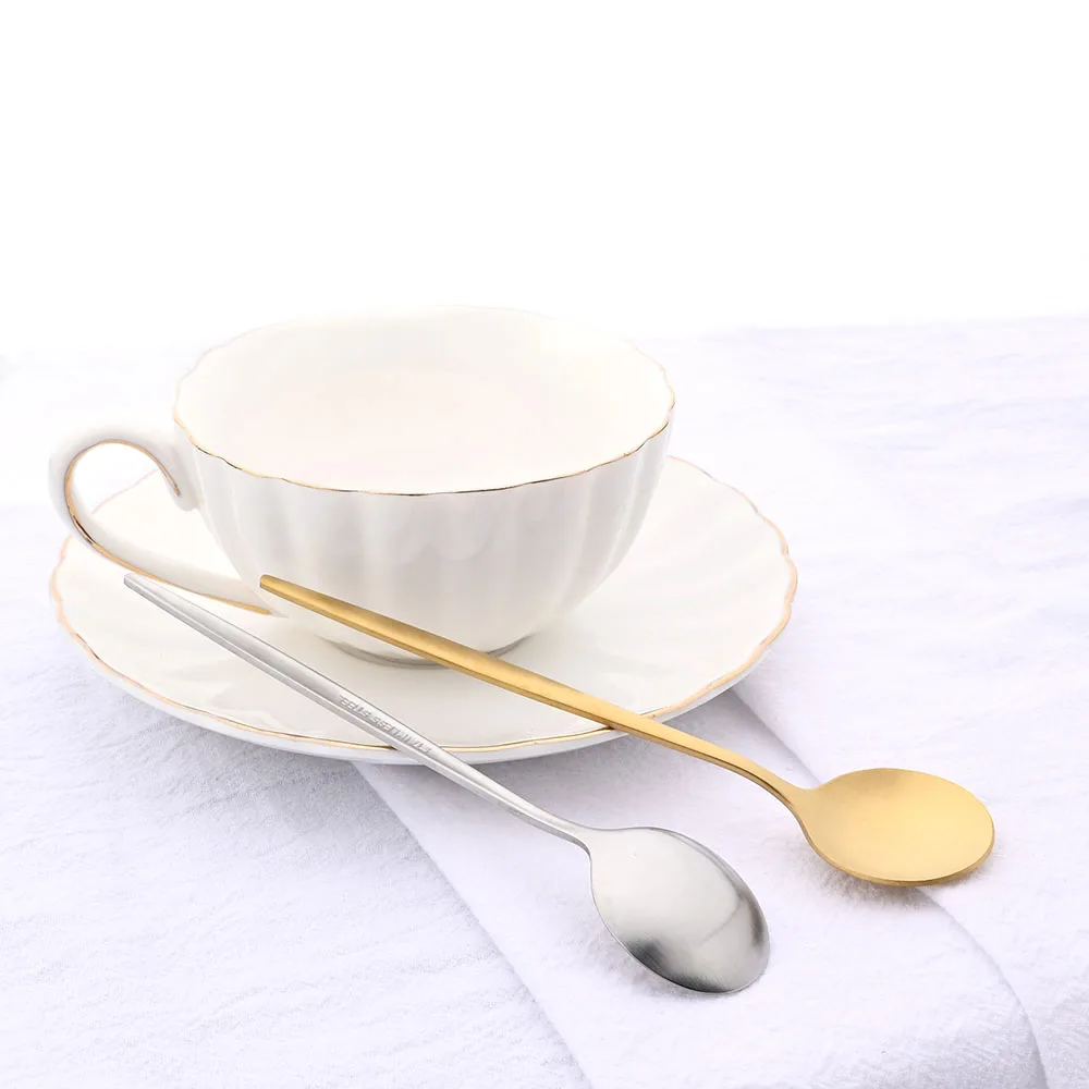 Matte Gold Dinnerware Set Stainless Steel Cutlery Set 12/30Pcs Knife Fork Spoon Dinner Tableware Set Cake Dessert Fruit Tea Fork