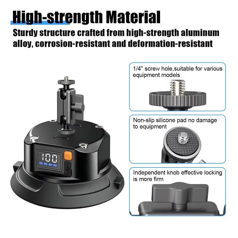 Smart Vacuum Adsorption Car Mount Anti-Shake Holder for Phone Action Camera Shooting