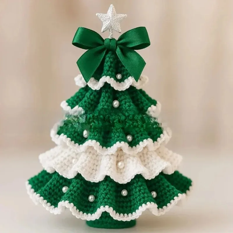 

Suitable for Beginners Crochet Christmas Tree Kit- Handmade Crochet Craft Starter Set, Includes Yarn, Hook, Beads, Festive Decor