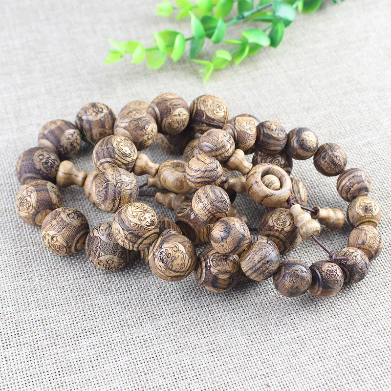 Cuerda de mano de fregadero de madera maciza Natural Phu Shou Chenxiang pulsera de Madera Juguetes de papelería joyería de mano de amantes de hombres y mujeres