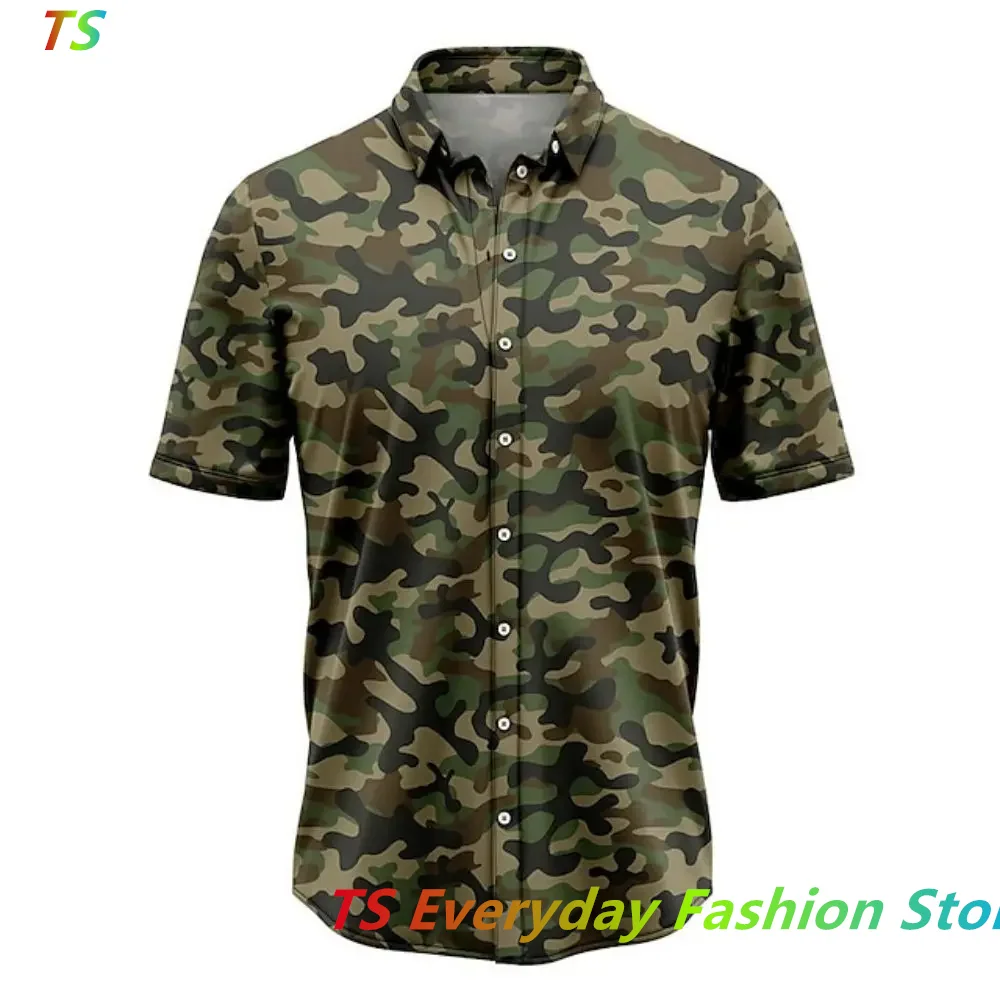 Men Hawaiian Shirt Vintage Camouflage Shirts For Mens Short Sleeve Tops 3d Shirts Outdoor Sports Oversized Summer Male Clothing