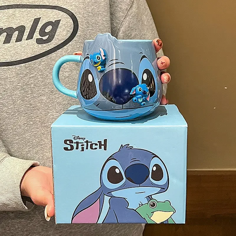 Disney Stitch Lilo and Stitch animation peripheral cartoon high-looking ceramic belly cup coffee cup girl heart birthday gift