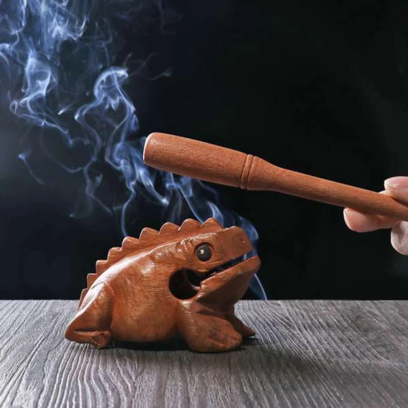 Carved Croaking Wood Percussion Musical Sound Wood Frog Tone Block Toys