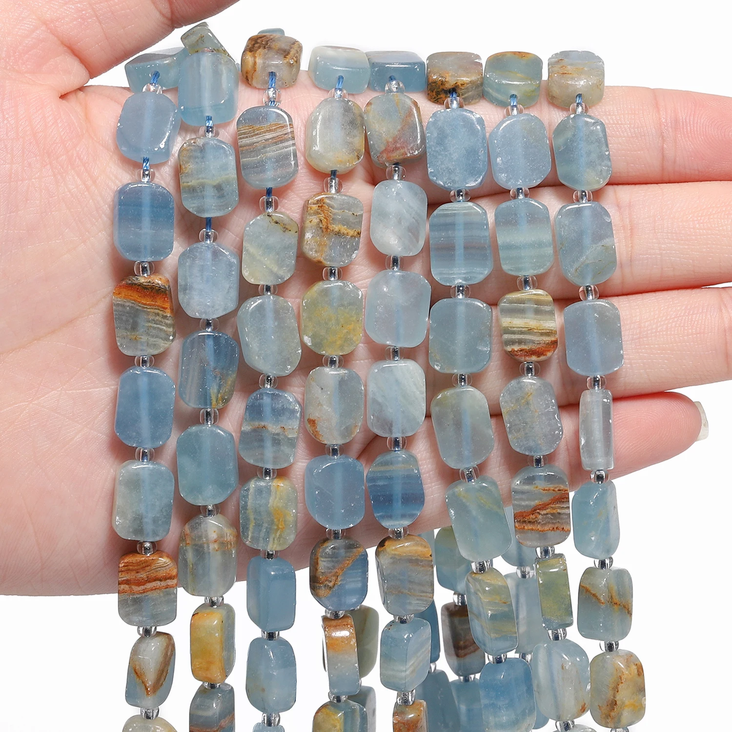 12x8mm AAA Natural Blue Calcite Gems Stone Beads Irregular Rectangle Shape Beads for Jewelry Making Diy Bracelet Accessories